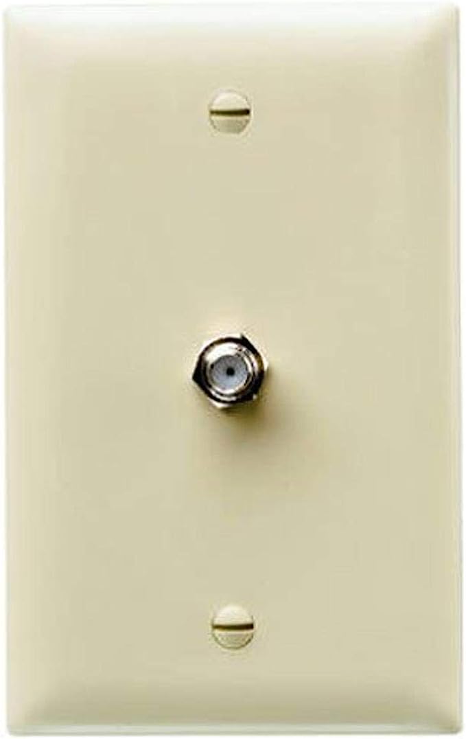 Pass & Seymour, 1 Gang Wall Plate with F Type Coaxial Connector, Ivory