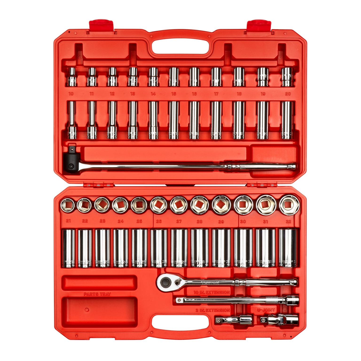 Tekton, 1/2 Inch Drive 6-Point Socket and Ratchet, 51-Piece (10-32 mm)