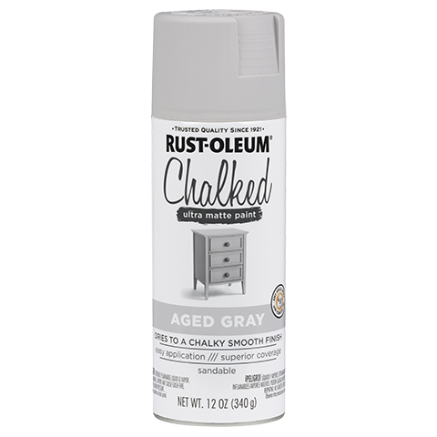 RUST-OLEUM, 12 OZ Chalked Paint Ultra Matte Spray Paint - Aged Grey