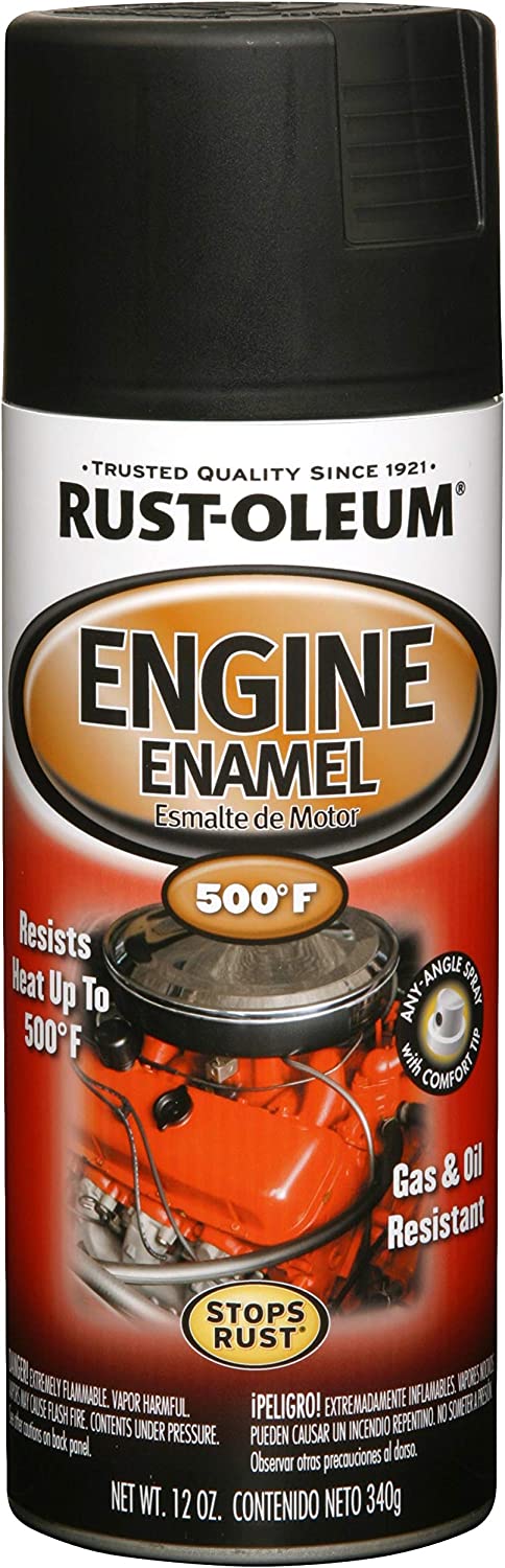 RUST-OLEUM, 12 OZ Engine Enamel Spray Paint - Semi-Gloss Black