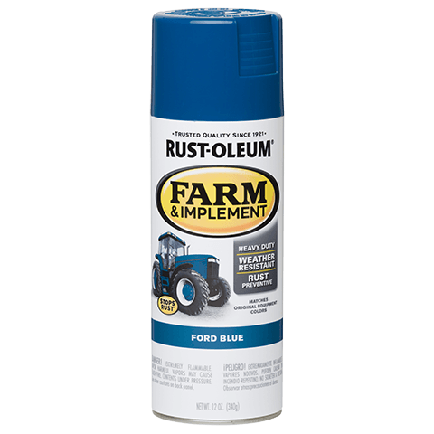 RUST-OLEUM, 12 OZ Farm & Implement Paint - Ford Blue