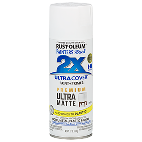 RUST-OLEUM, 12 OZ Painter's Touch 2X Ultra Cover Matte Spray Paint - Matte White