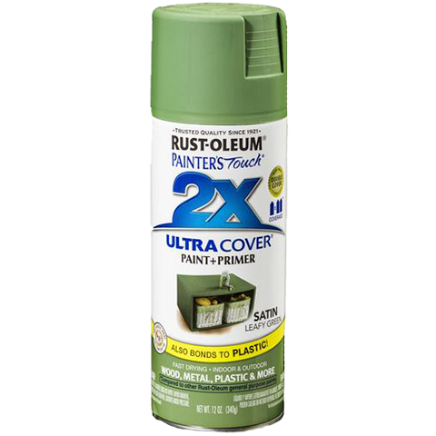 RUST-OLEUM, 12 OZ Painter's Touch 2X Ultra Cover Satin Spray Paint - Satin Leafy Green