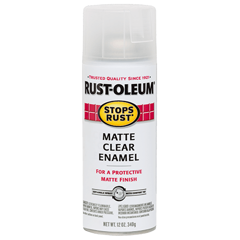 RUST-OLEUM, 12 OZ Stops Rust Clear Enamel Spray Paint - Matte Clear