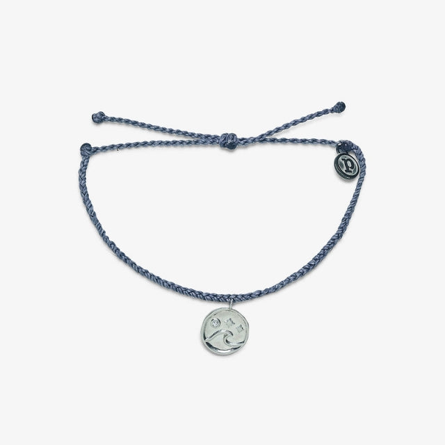 Pura Vida Armbänder, Crystal Wave Coin Silver Bracelet