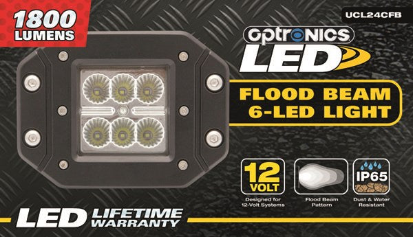 Optronik, Flood Beam 6-LED Light Cube, Recessed Flange Mount