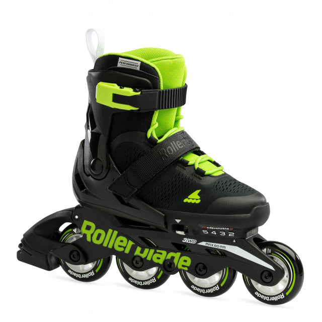 Rollerblade, Microblade Kids Adjustable Fitness Inline Skate, Black/Green