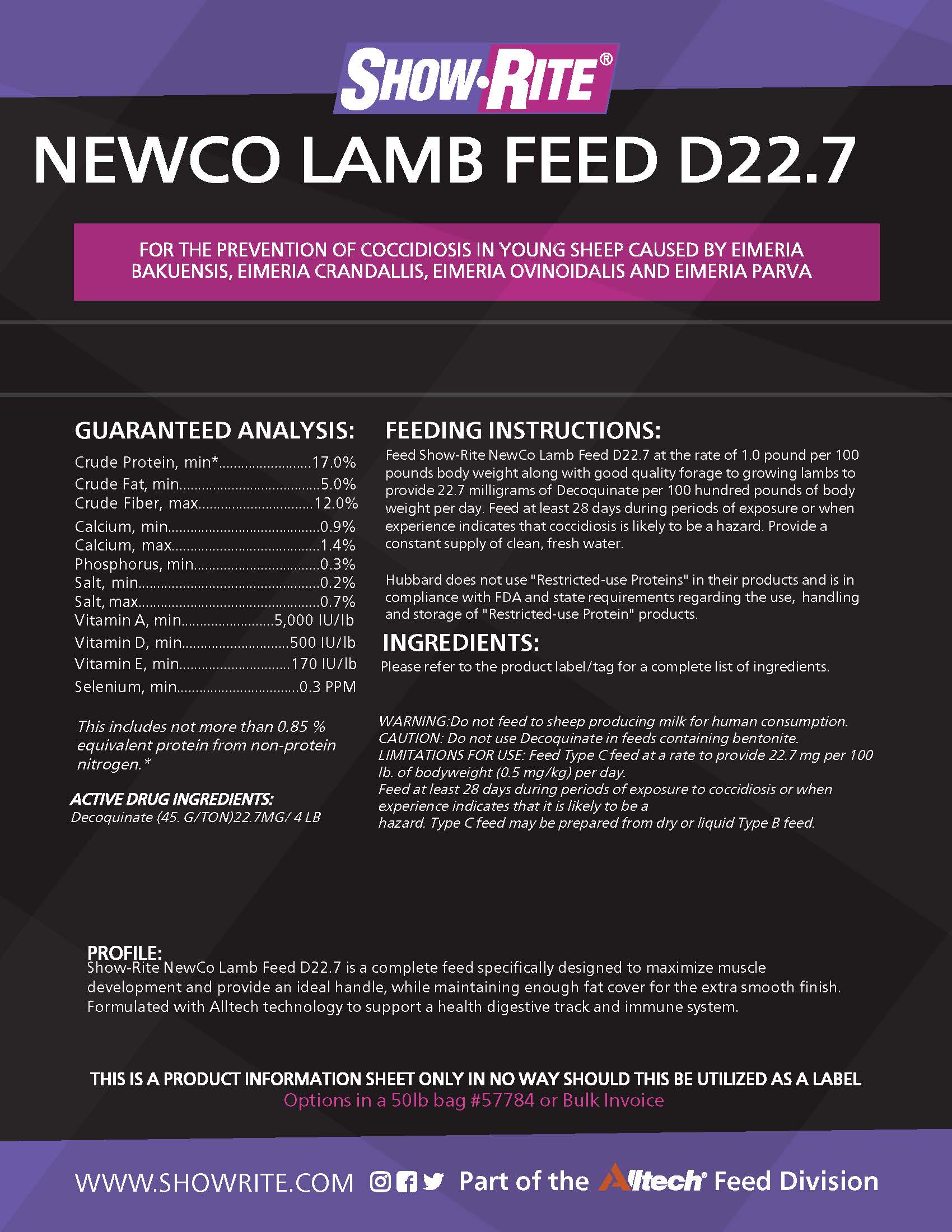 Show-Rite, NewCo Lamb Feed D22.7