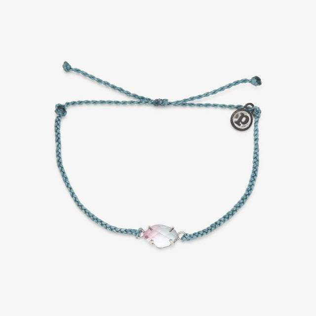 Pura Vida Armbänder, Rainbow Quartz Charm Bracelet Silver