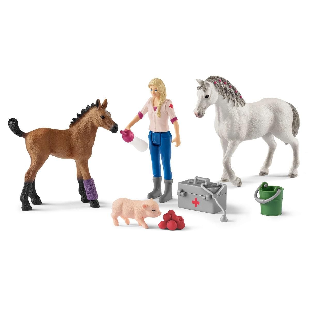 Schleich, Vet Visiting Mare and Foal